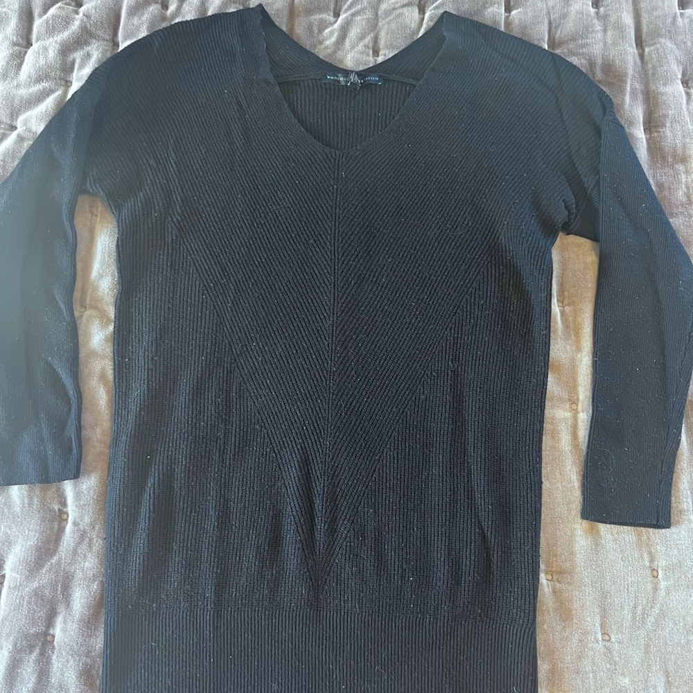 White House Black Market Black Ribbed Top